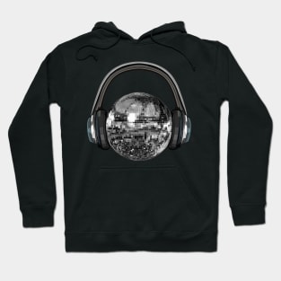 Silver Disco Ball with Headphones Hoodie